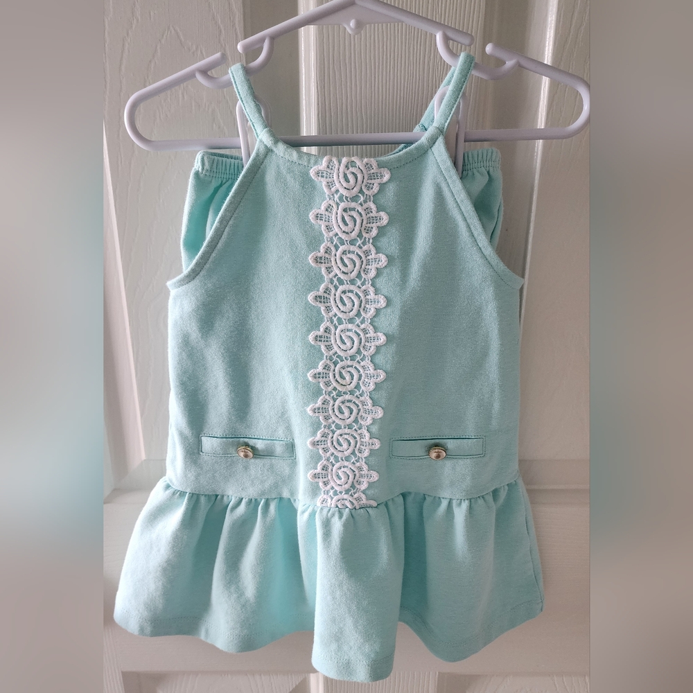 Janie and Jack turquoise toddler girl dress 12-18 mo
